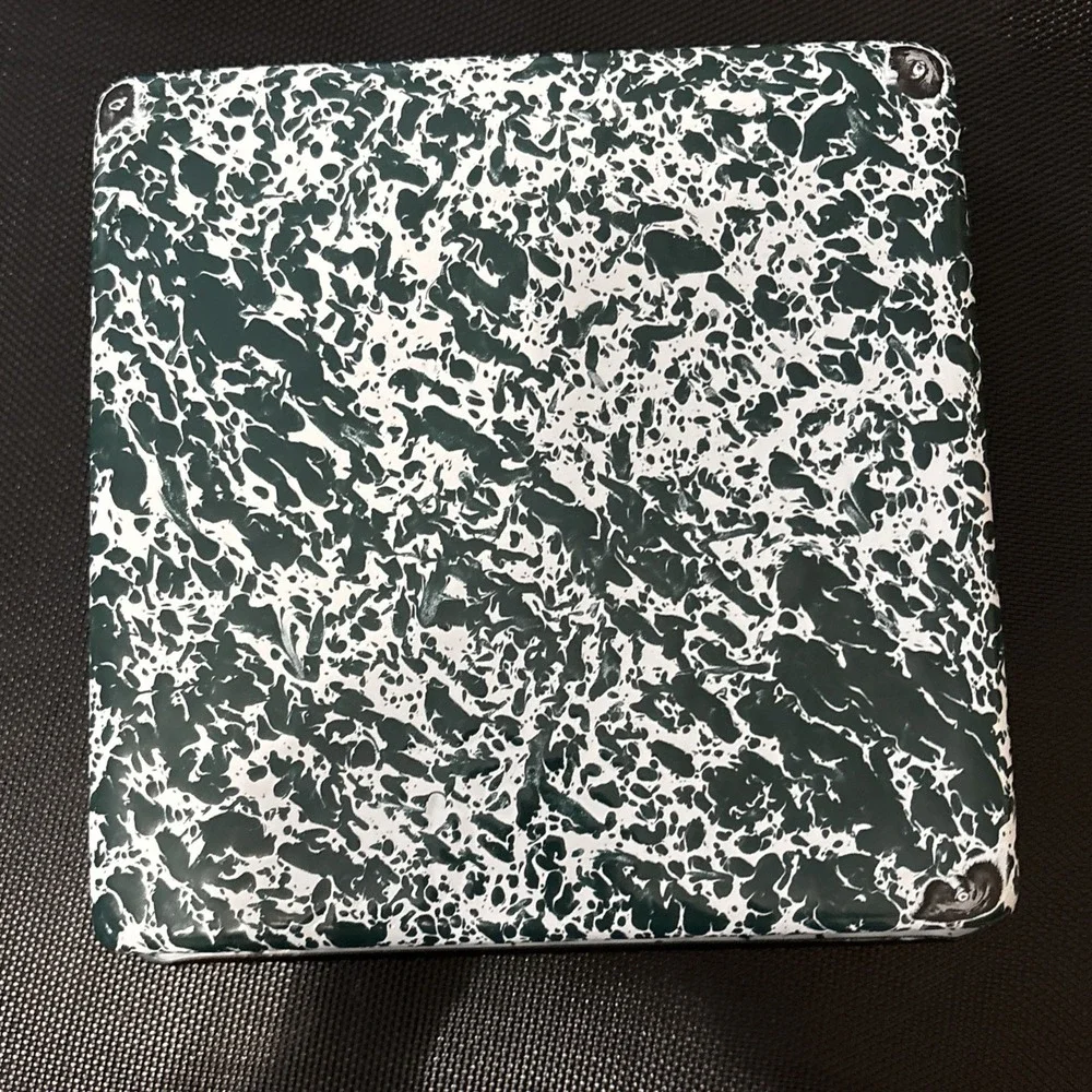 Vintage Green White Splatter Enamelware Serving Trays Set of 3 Spatterware